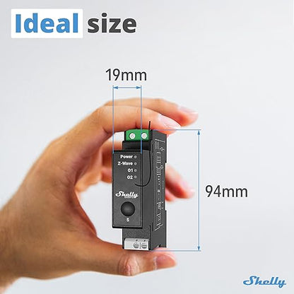 Shelly Wave Pro 2PM US LR | Z-Wave Long Range 2-Channel Smart Relay Switch with Power Metering | DIN-Rail | Home Automation | High Compatibility | Easy Installation | iOS Android App