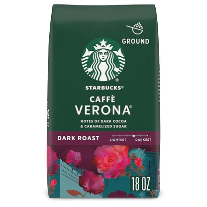 Starbucks Ground Coffee, Dark Roast Hot or Iced Coffee, Caffè Verona, 18 oz