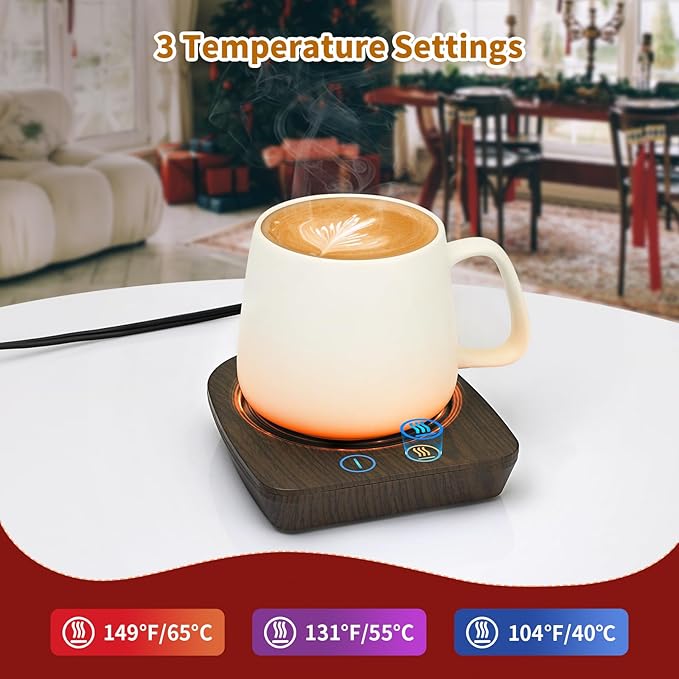 VOBAGA Coffee Warmer & Mug Warmer for Home Office Home Desk Use, Electric Cup Warmer with 3 Temperature Settings for Tea, Milk, Cocoa with Auto Shut Off After 4 Hours, Coffee Gift