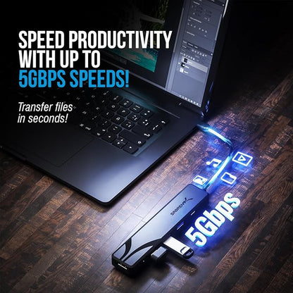 SABRENT USB C Hub, USB C to HDMI 4K@60Hz, Type C Hub Multiport Adapter, 100W Power Delivery, Compatible with MacBook, Laptop (HB-TC5P)