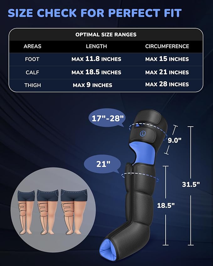 Musugy Leg Massager with Heat and Compression : Sequential Compression Boots with 6 Modes,9 Intensity and 3 Heat for Circulation and Pain Relief - Christmas Birthday for Mom, Dad, Athletes, Gym