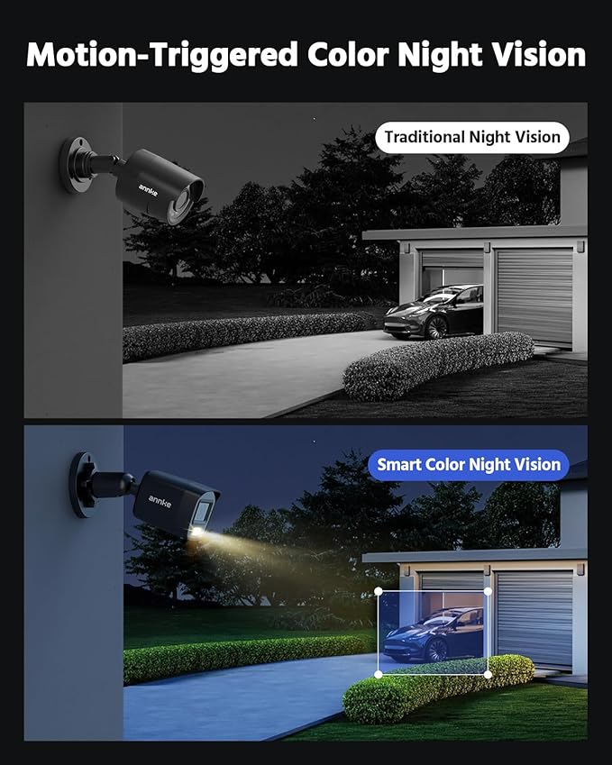 ANNKE 3K Lite Wired Security Camera System Outdoor with AI Human/Vehicle Detection, 8CH H.265+ DVR and 8 x 1920TVL 2MP IP67 Home CCTV Cameras with Smart Dual Light, Color Night Vision, 1TB Hard Drive