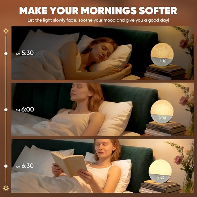 Stillstorm Sunrise Alarm Clock, Sound Machine, Fabric Dimmable Night Light for Heavy Sleepers, White Noise Machine for Baby, Single Alarm Function 30 Sleep Sounds, Wake Up Light with 17 Effects