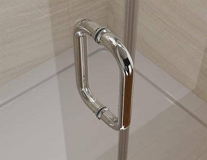Pivot Swing Shower Door, Adjustable Width 58.9-60" W x 74" H Semi-Frameless Shower Glass Door with 5/16 in (8mm) Clear SGCC Tempered Glass with Nano Easy-Clean Coating (Chrome)