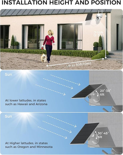 Hiseeu Solar Camera Wireless Outdoor, Home Security Camera System, 2.4G & 5G WiFi, Solar-Powered 4MP 8 Cam-Kit, Color Night Vision, 360° View, Pan & Tilt, 1TB HDD Local Recording, No Montly Fees
