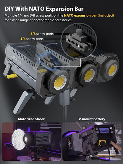Video Light, COLBOR CL330 330W Continuous Lighting 2700-6500K Bi-Color CRI96+ 65,800Lux@3.3ft COB Studio Light Professional with Bowens Mount APP 10 Light Effects, LED-Video-Ligh-Photographyt-Studio
