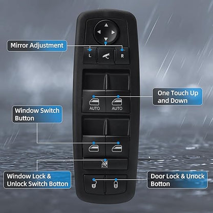 WUANGKI Power Master Window Switch Front Left Driver Side | 3+0 Pins | Compatible with 2012-2016 Chrysler Town, 2012-2016 Country, 2012-2019 Dodge Grand Caravan, Replace OE 68110872AA