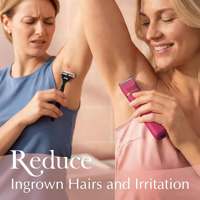 Electric Bikini Trimmer for Women - Waterproof Pubic Hair Trimmer & Facial Shaver, Rechargeable Cordless Electric Razor with Ceramic Blades, IPX7 Shower-Safe for Sensitive Skin, Gift for Her