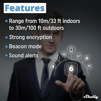 Shelly Blu Button Tough Black | Bluetooth-Operated Multi-Click Action and Scenes Activation Button | Versatile Control | Home Automation | IP54 Waterproof | Highly Resilient | Broad Range