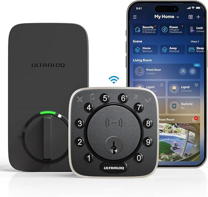 ULTRALOQ 2025 Upgrade Bolt NFC Smart Door Lock, Built-in WiFi Deadbolt 6-in-1 Keypad Keyless Entry Door Lock & Door Sensor,Auto Unlock,IP65 Waterproof,Easy Installation,BHMA Grade AAA