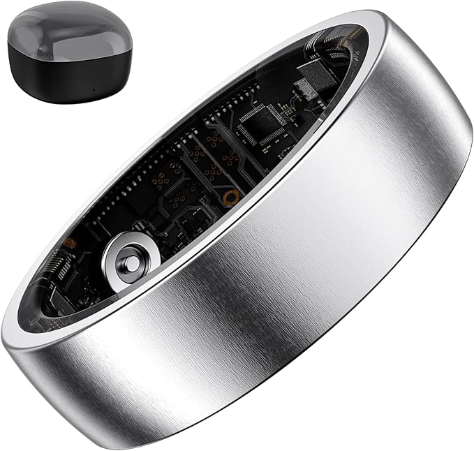 S SECRETTOP Smart Ring for Women - Health and Fitness Tracker with Heart Rate, SpO2, Sleep Monitoring, Calories, IP68 Waterproof Pedometer for Exercise (Silver 10)