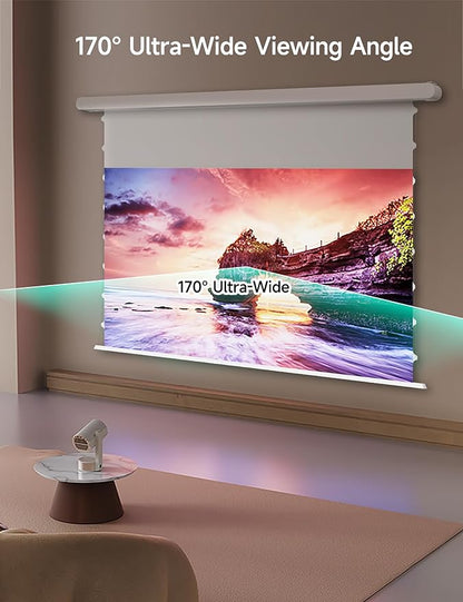 100" PureVision Motorized Projector Screen with Laser Speckle Reduction & Auto-Sync for Long Throw Projectors,Movie Screen 4K/8K UHD Ready,20" Adjustable Drop and Black Backing for Enhanced Contrast