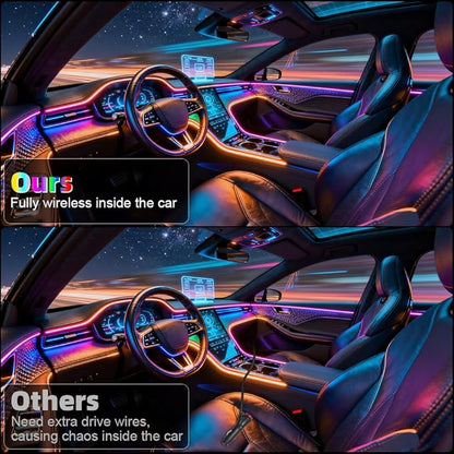Acrylic Interior Car Ambient Lighting, Interior RGB LED Strip Kit with Music Sync Mode, 55 Inch Length Suitable for Pickup, Trucks, SUV and Large Vehicles (6 in 1)