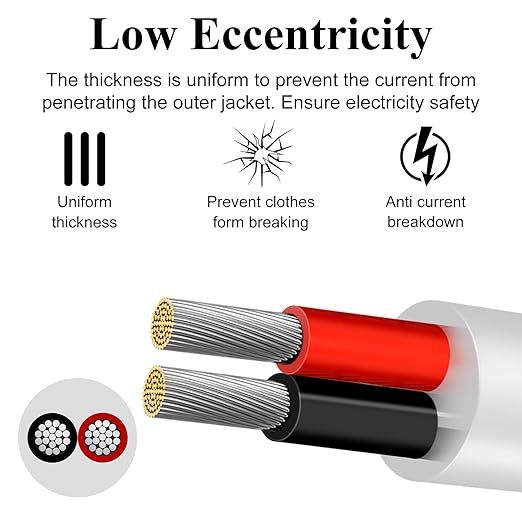 18 Gauge 2 Conductor Electrical Wire, 49.2FT Low Voltage 18/2 Tinned Copper Stranded 2 Wire Cable, 18 AWG White Flexible Extension Power Cord for Automotive, LED Lamp, Outdoor Landscape Lighting Etc