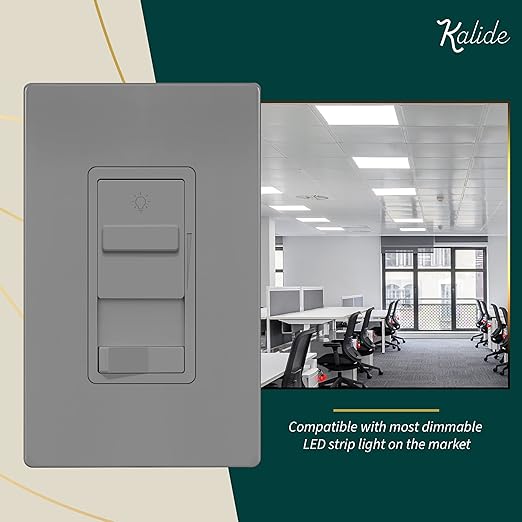 TOPGREENER Kalide 0-10V Dimmer Light Switch, LED Dimmer Switch, Low Voltage Dimmer, 3-GYay or Single Pole, 120VAC 60Hz, 120VAC 10A/ 277VAC 5A LED, TGSDS-010-GY, Gray