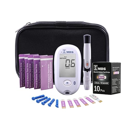 Bruno MD6 Blood Ketone & Glucose Monitoring System | Track Your Ketones & Ketogenic Diet Progress | Ketosis Test Kit with Lancing Device, 10 Keto Strips + 50 Lancets