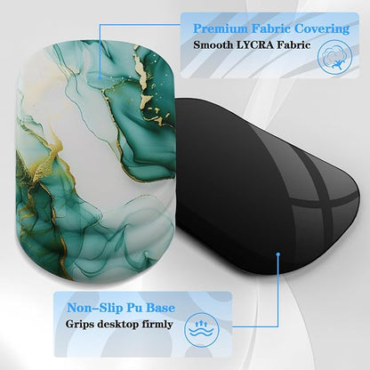 Mouse Pad Wrist Wrist Rest, Comfortable Memory Foam Wrist Rest, Non-Slip PU Base, Ergonomic Wrist Support and Arm Rests for Gaming, Office, Computer Use, Relieve Typing Pain-（Green Marble）
