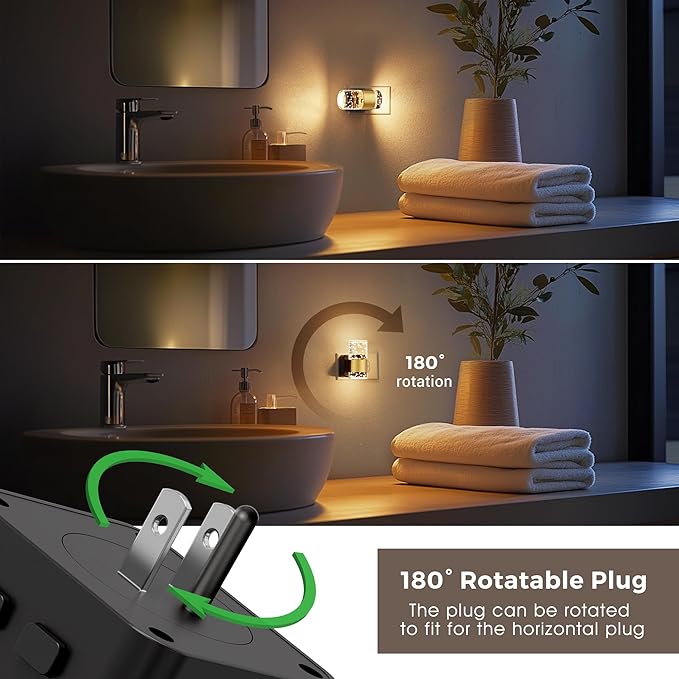 L LOHAS LED Night Light,[2-PACK] Dimmable Night Lights Plug into Wall with Remote Control, RGB Color Changing, Dusk to Dawn Sensor, Acrylic Bubble Nightlight for Bathroom