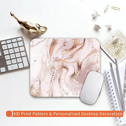 Armanza Square Mouse Pad Rose Gold Marble, Personalized Premium-Textured Custom Mouse Mat Design, Washable Mousepad Cloth, Non-Slip Rubber Base Computer Mouse Pads for Wireless Mouse
