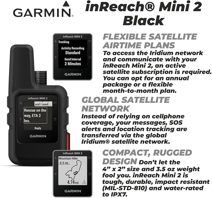 Wearable4U - Garmin inReach Mini 2 Satellite Communicator (Black) with Power Pack Bundle