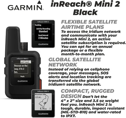 Wearable4U - Garmin inReach Mini 2 Satellite Communicator (Black) with Power Pack Bundle