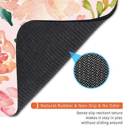 Armanza Square Mouse Pad Pink Watercolor Flower, Personalized Premium-Textured Custom Mouse Mat Design, Washable Mousepad Cloth, Non-Slip Rubber Base Computer Mouse Pads for Wireless Mouse