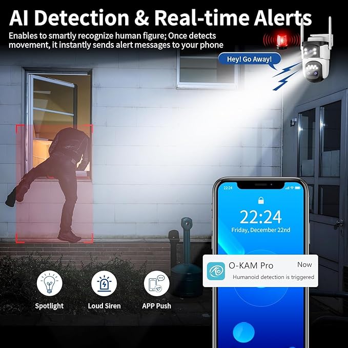 VSTARCAM Three-Lens Security Camera,2K Outdoor Camera,Human Detection,Home Security Cameras Outdoor,Night Vision,Siren & Spotlight Alarm,Two Way Audio,Local & Cloud Storage,10x Zoom
