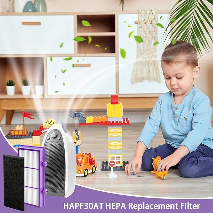 HAPF30AT-Total Air HEPA Type Filter Compatible with Holmes AER1 Aller-gen Remover Filter for HAPF300AP-U4 and HAP242-NU, Funmit 4 True HEPA Filters & 8 Activated Carbon Pre-Filters, Purple