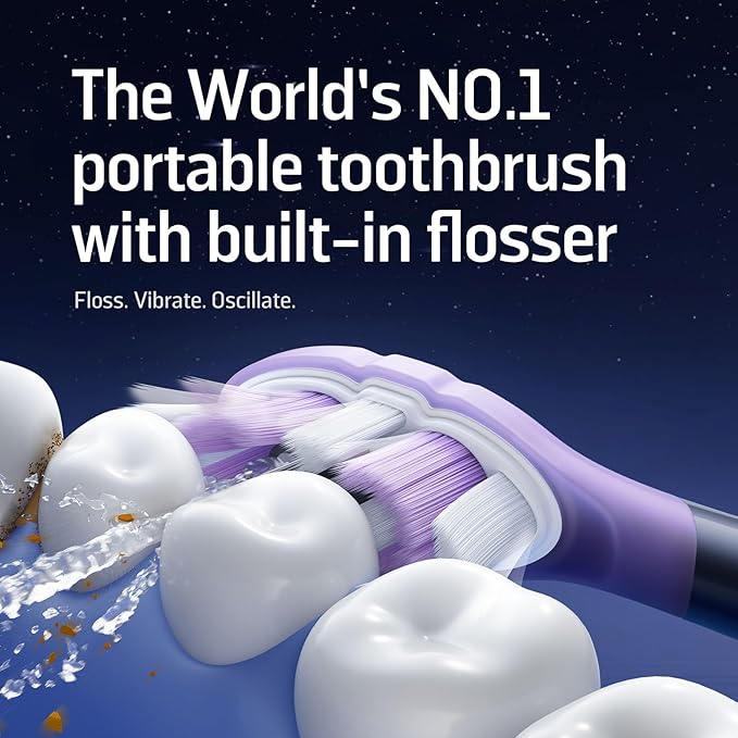 Soocas NEOS II Ultra – Electric Toothbrush with Water Flosser Combo, 3-in-1: Flosses, Vibrates and Oscillates, Flossing Toothbrush for Adults, Cordless Water Flosser for Travel, Midnight Blue