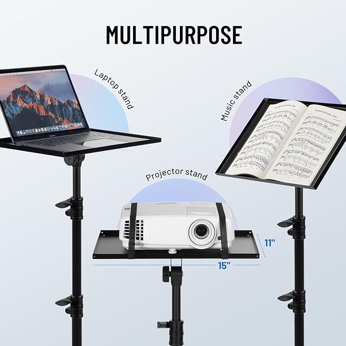 CAHAYA Projector Tripod Stand Adjustable: Height 29 to 65in Projector with Casters Universal Laptop Stand Portable Multifunctional DJ Rack Stand for Outdoor Movies Computer Book DJ Equipment CY0332