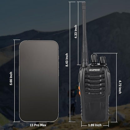 Baofeng Walkie Talkies 888S Rechargeable Long Range with Earpieces for Adults, 16 Channel Professional Radio Handheld Two Way Radios Li-ion Battery and Charger Included (12pack with 12earpiece)