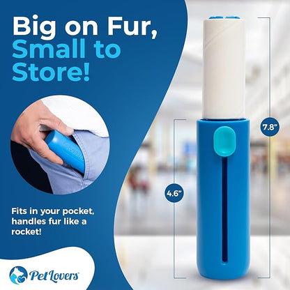 PetLovers Mini Lint Roller Travel Size 50 Sheets – Compact pet Hair Remover for Dog and cat Fur. Lightweight Design Ideal for Clothes Furniture and car. Perfect for Quick and Easy on The go Cleaning