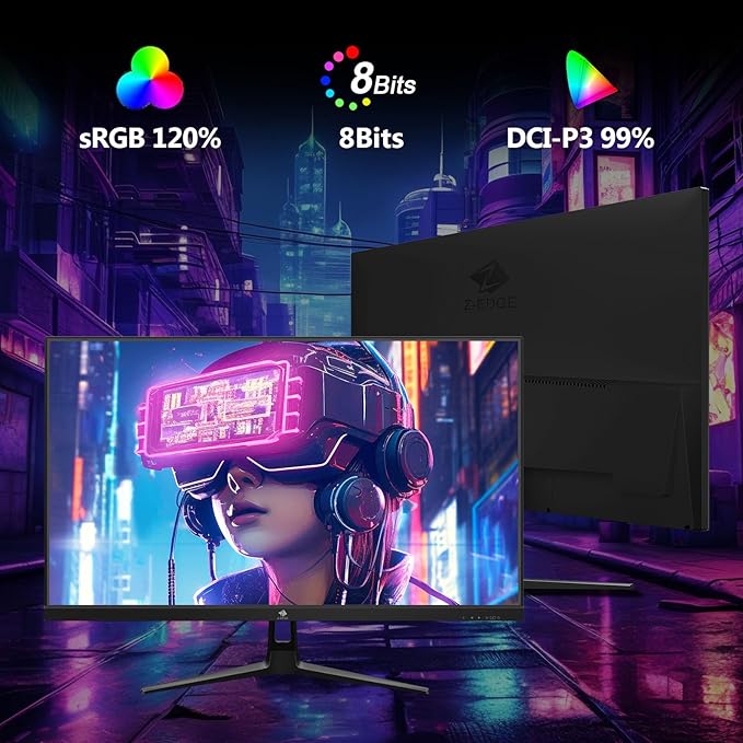 Z-Edge 27 inch Gaming Monitor, FHD 1080P 240Hz, Ultra-Fast MPRT 1ms Monitor, DCI-P3 99%, SRGB 120%, 8 bits, UG27PJ Frameless Bezel, 2X DP 1.4 Ports and 2X HDMI 2.0 Ports