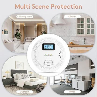 6 Packs, 2 in 1,Smoke Carbon Monoxide Detector,Carbon Monoxide Detectors/Smoke Alarm,85 dB Alarm,Large Screen Readout,Test Button,Battery Operated, Work State LED Flash,Easy Install