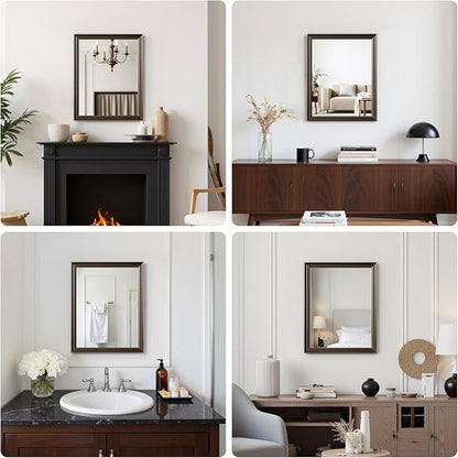 Retro Copper Effect Framed Wall Mirror, 16x20 Rectangle Mirror, Anti-desilvering Tempered Glass, Sustainable&Sturdy Frame, Anti-Rust, HD Reflection &3min Fast Setup for Bathroom Living Room