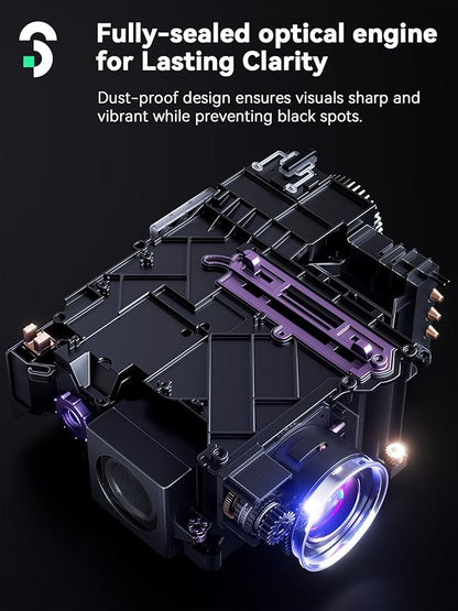 SOOMFON SK3 Smart Projector with WiFi and Bluetooth 1080P Native HDR10 - Portable Outdoor Movie Mini Projector with Stand Auto Focus & Keystone, Zoom for Home/Bedroom Compatible with Netflix