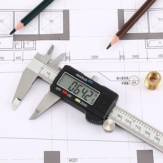 Simhevn Electronic Digital Caliper Measuring Tool, Stainless Steel Vernier Caliper Digital, Easy Switch from Inch Metric, LCD Screen,0-6inch/150mm Caliper Measuring Tool for DIY/3D Printing