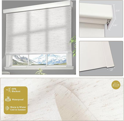 COOLWINDS Motorized Blinds with Remote Cordless Automatic Motorized Shades Custom Blinds for Windows Smart Curtains Compatible with Alexa Google Home(Light Filtering Linen Sandy Beach,W21 x H72in)