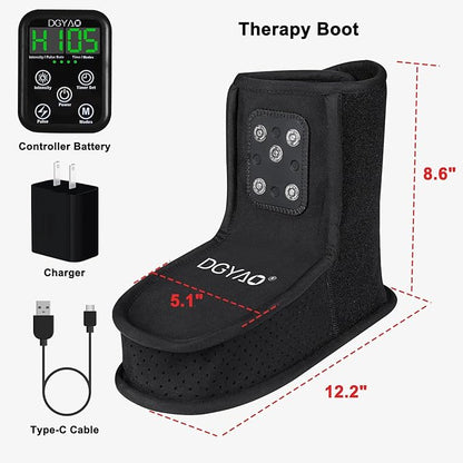Rechargeable Red Light Therapy Feet Ankle, 132 LEDs 660 nm Red Light and 850 nm Infrared Light Therapy Shoe, with 6000mAh Battery Adjustable Power and Time Controller