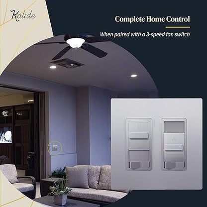 TOPGREENER Digital Dimmer Light Switch for 200W Dimmable LED/CFL Lights, Single Pole/3-Way LED Slide Dimmer Light Switch, Neutral Wire Not Required, UL Listed, TGSDS3-SV, Silver, 1 Pack