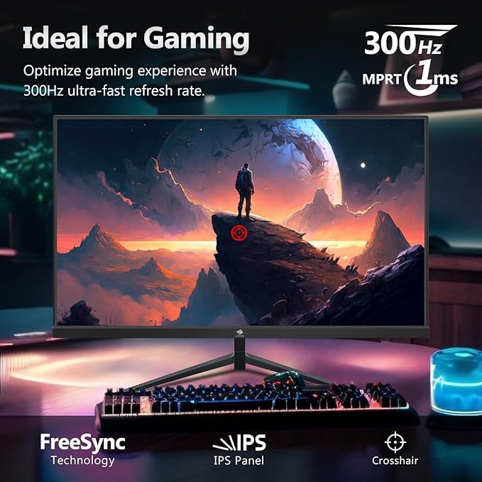 Z-Edge 24.5 inch 300Hz 280Hz 240Hz Gaming Monitor, UG25S FHD 1080p, Ultra Fast MPRT 1ms, IPS Monitor Gaming, PC Computer Monitor, 16.7M Colors, DP x2, HDMI x2