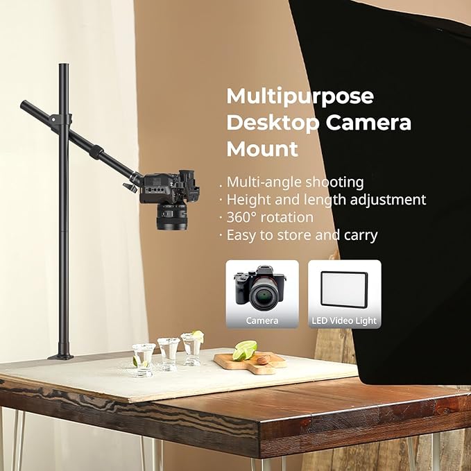 SMALLRIG Camera Desk Mount, Overhead Camera Arm Stand for Desk with 360° Ball Head,for DSLR Cameras, Cell Phones, Lights, Microphones