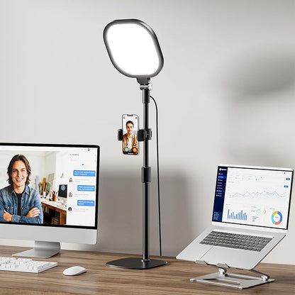 Video Conference Lighting for Zoom Meeting, Ring Light for Desk with Flexible Stand, 30 Light Modes Light for Video Recording, Desk Light & Memory Function for Zoom Calls, Video Streaming, Webcam