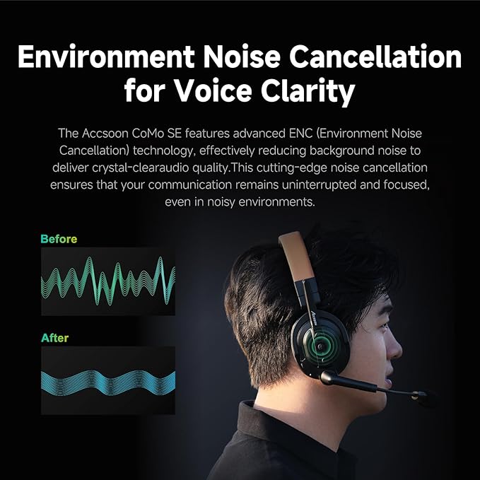 Accsoon Como SE Wireless Headset Intercom System 1312ft Team Communication Group Talk, 30+Hour Battery Life(Only Host Headset)