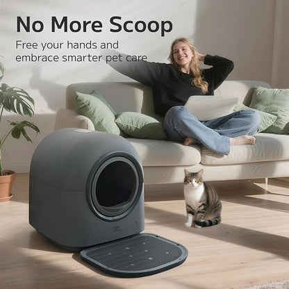 L1 Self-Cleaning Litter Box Automatic Electronic Hands-Free Smart Robot self Cleaning Litter Box - Safe Anti-Pinch,with Deodorizer and Liner and Litter Mat for Multiple Cats