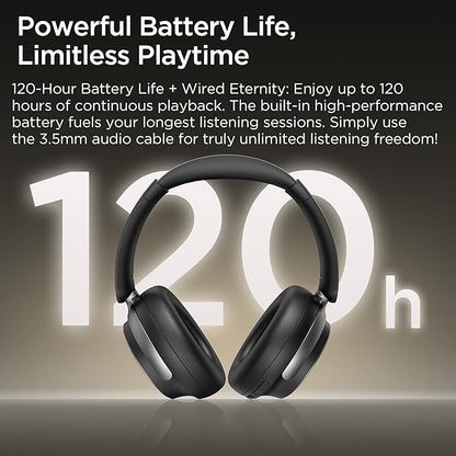 Hybrid Active Noise Cancelling Headphones: Wireless Over Ear Bluetooth 6.0 Headphones, 120H Playtime Lightweight Bluetooth Headset with Mic, Hi-Fi Deep Bass, Foldable for Travel, Work, Home Office