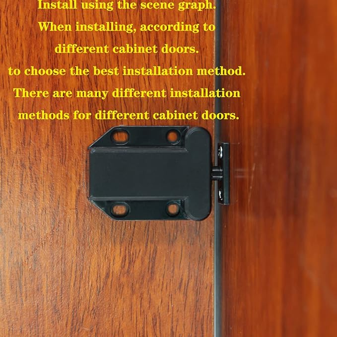 Cabinets Push Latch Cabinet & Furniture Door Catches Cabinet Latch Rebound Self-Locking Device Kitchen Closet Closing Door Catch Closer（4 Pack Black）