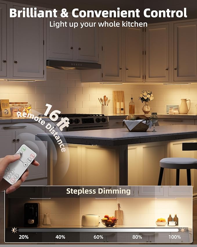 EZVALO Under Cabinet Lighting with Charging Station, Rechargeable Motion Sensor Light Indoor, Dimmable Closet Lights Wireless, 3500K, Motion Activated Under Counter Lights for Kitchen,Pantry(3 Pcs)