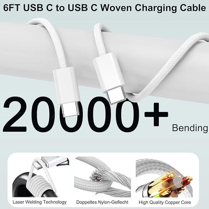 iPhone 17 16 15 Charger Fast Charging 20W Type C Charger Fast Charging with 6FT USB C Woven Cord for iPhone 17/17 Pro/17 Pro Max/17 Air/16/16e/16 Plus/16 Pro/16 Pro Max/15/15 Pro Max/iPad Pro/Air Pods
