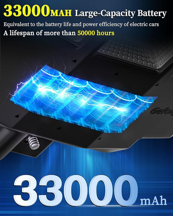 Gefolly SL-9600W Solar Street Light Outdoor 780000LM Wide Angle Commercial Parking Lot Lights Dusk to Dawn 6500K Flood Security Light IP67 Lamp for Basketball Court, Yard